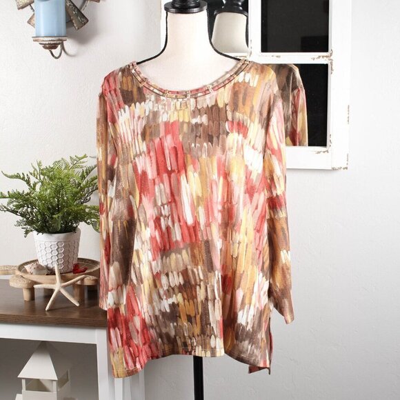 Alfred Dunner Top - 2X - Gold Yellow Red, Shimmer - Picture 1 of 5